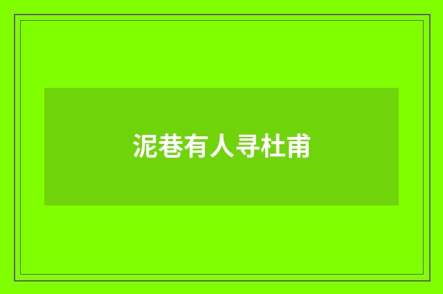 泥巷有人寻杜甫