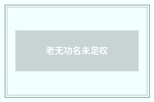 老无功名未足叹