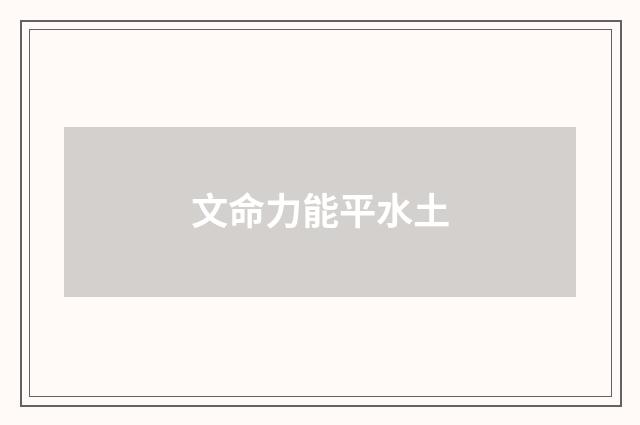 文命力能平水土