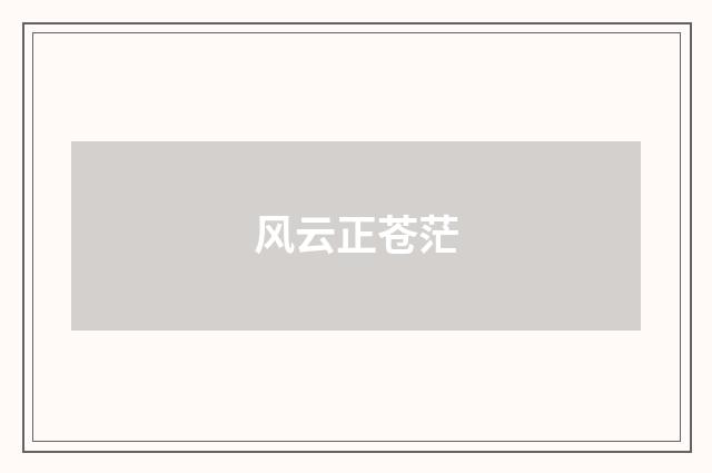 风云正苍茫
