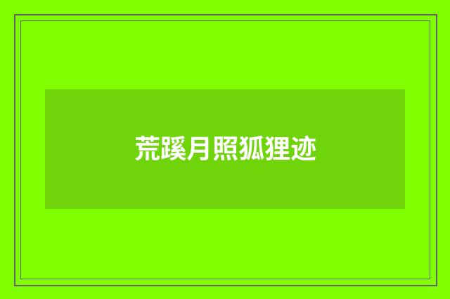 荒蹊月照狐狸迹