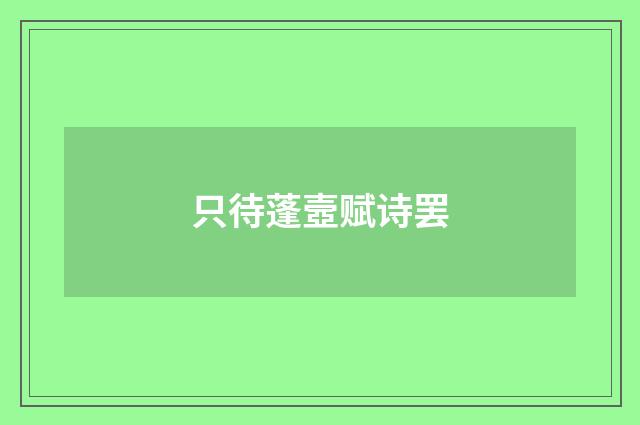 只待蓬壼赋诗罢