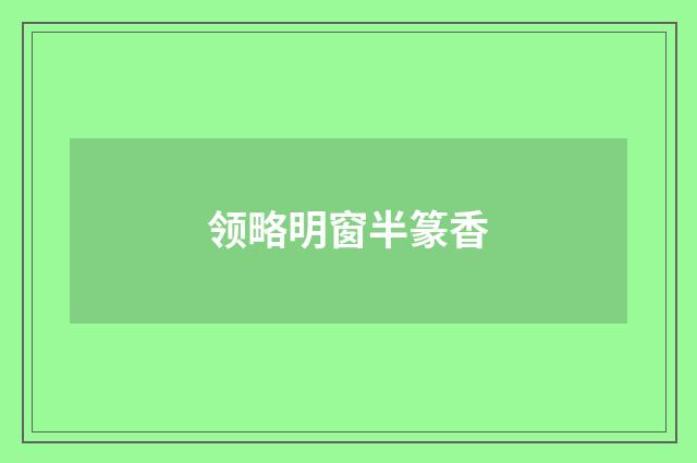 领略明窗半篆香