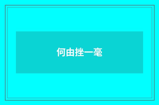 何由挫一毫