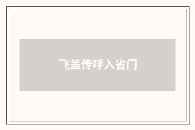 飞盖传呼入省门