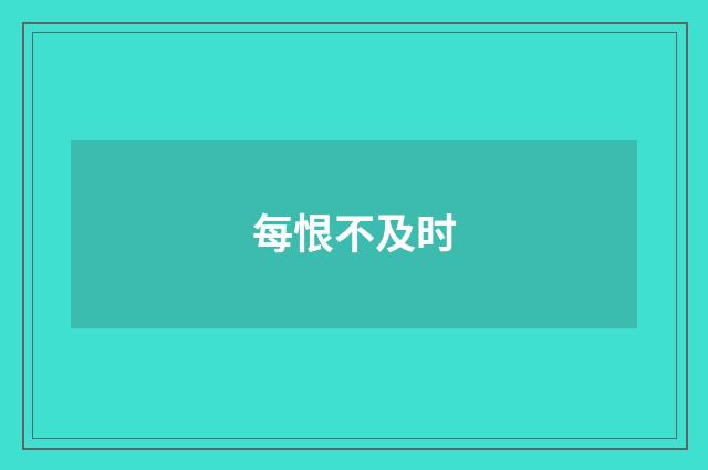 每恨不及时