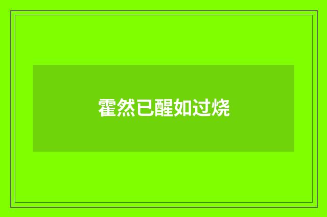 霍然已醒如过烧
