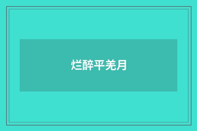 烂醉平羌月
