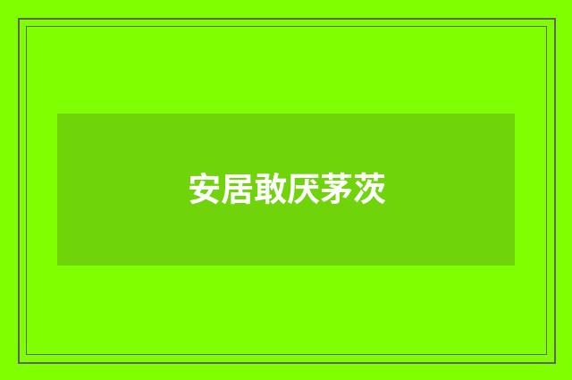 安居敢厌茅茨