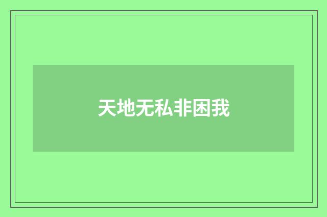 天地无私非困我