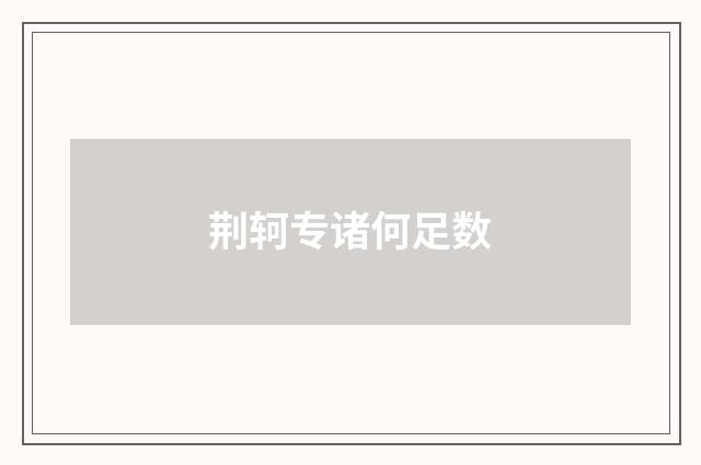 荆轲专诸何足数
