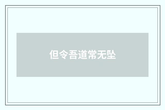 但令吾道常无坠