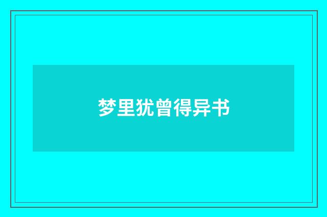 梦里犹曾得异书