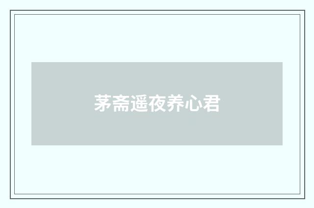 茅斋遥夜养心君