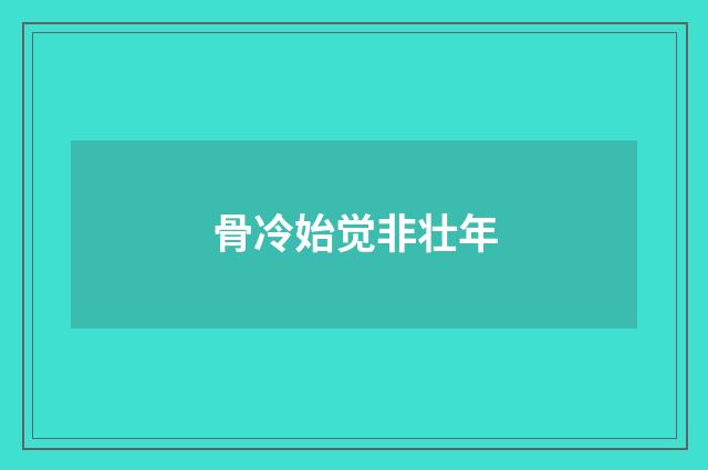 骨冷始觉非壮年