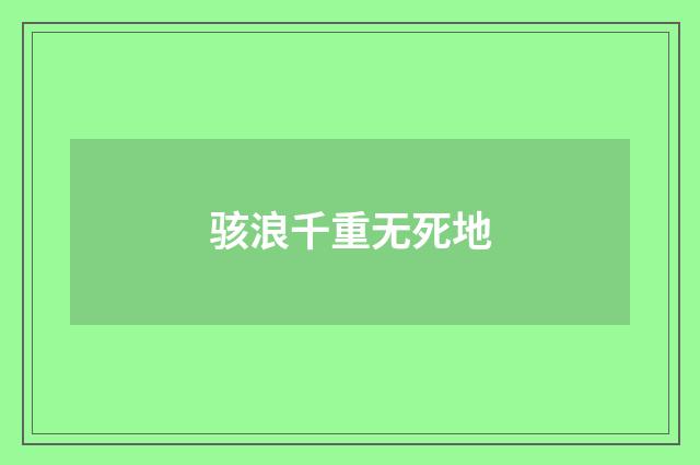 骇浪千重无死地