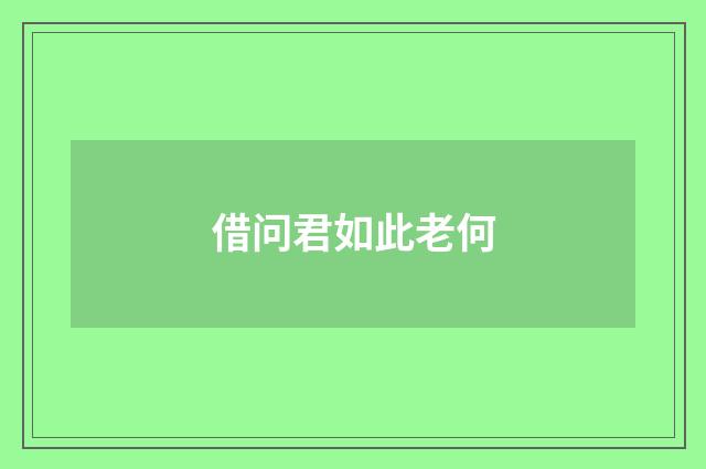 借问君如此老何