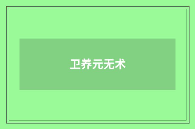 卫养元无术