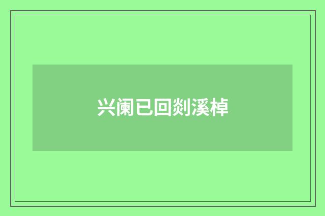 兴阑已回剡溪棹