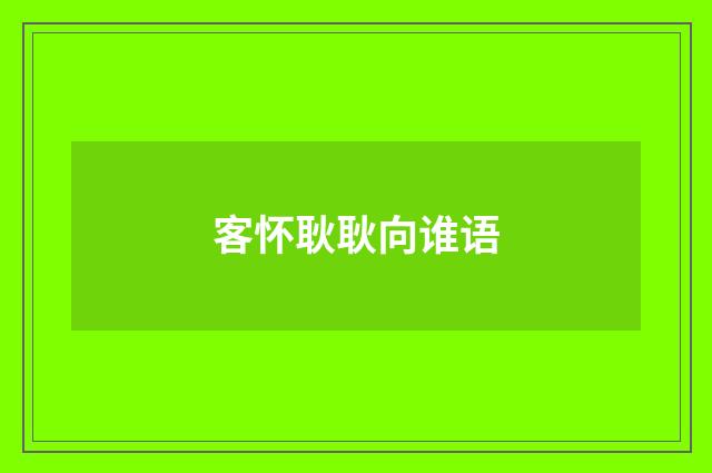 客怀耿耿向谁语