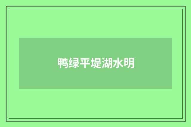 鸭绿平堤湖水明