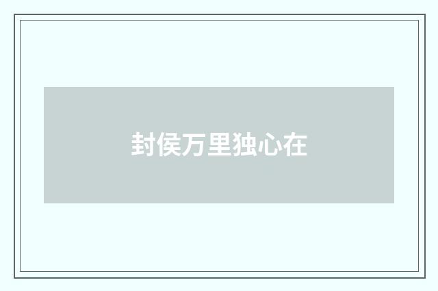 封侯万里独心在