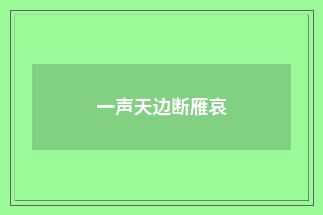 一声天边断雁哀