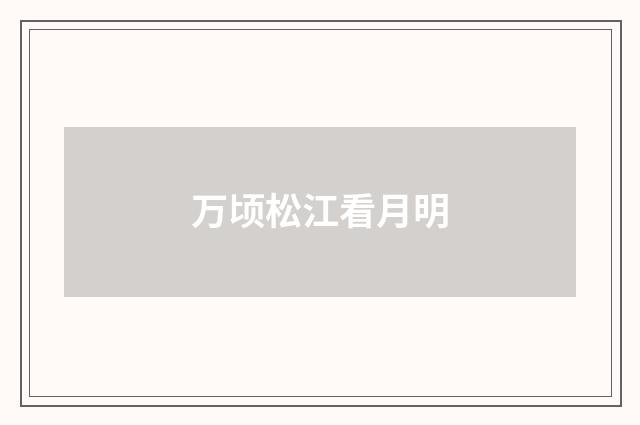 万顷松江看月明