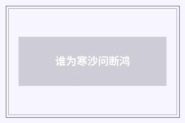 谁为寒沙问断鸿