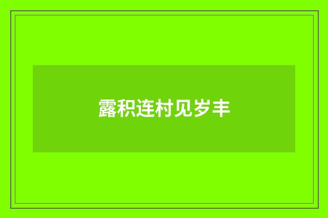露积连村见岁丰