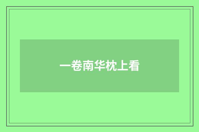 一卷南华枕上看