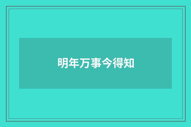明年万事今得知