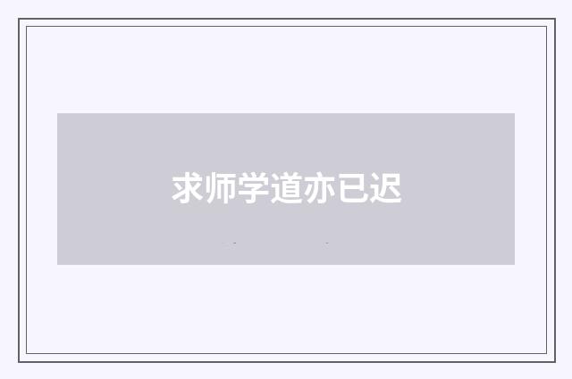 求师学道亦已迟