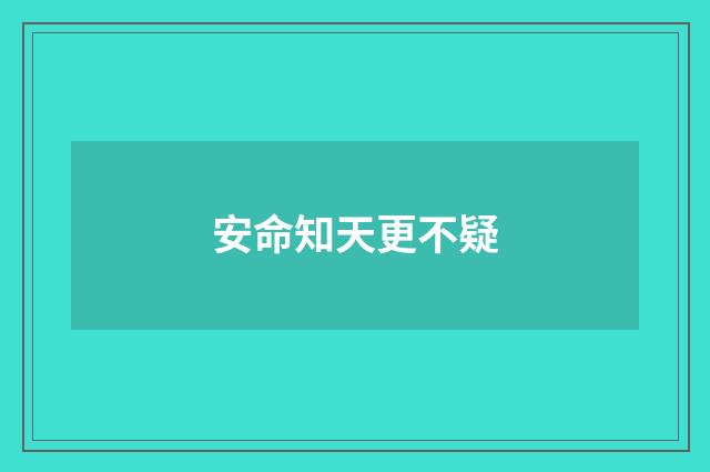 安命知天更不疑