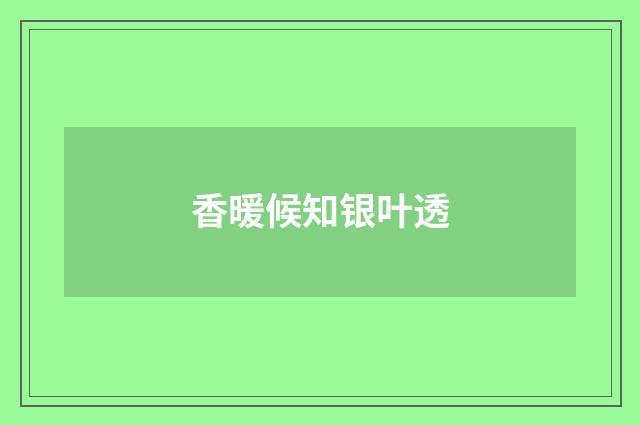 香暖候知银叶透