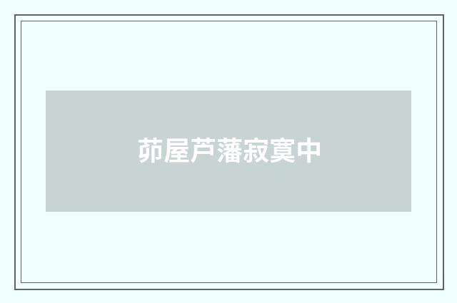 茆屋芦藩寂寞中