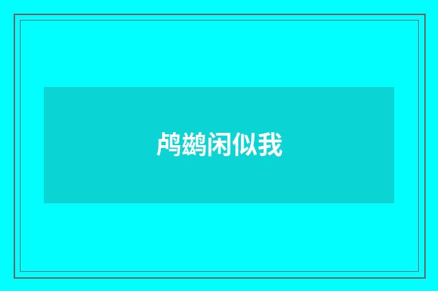 鸬鹚闲似我