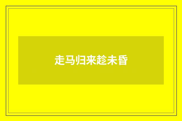 走马归来趁未昏
