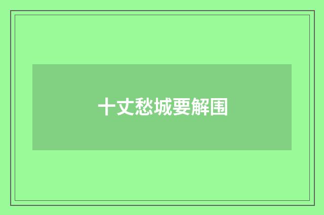 十丈愁城要解围