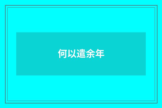 何以遣余年