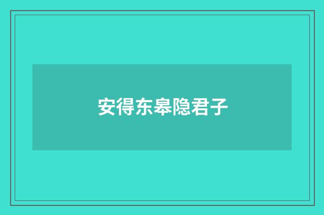 安得东皋隐君子