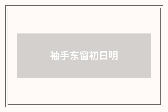袖手东窗初日明