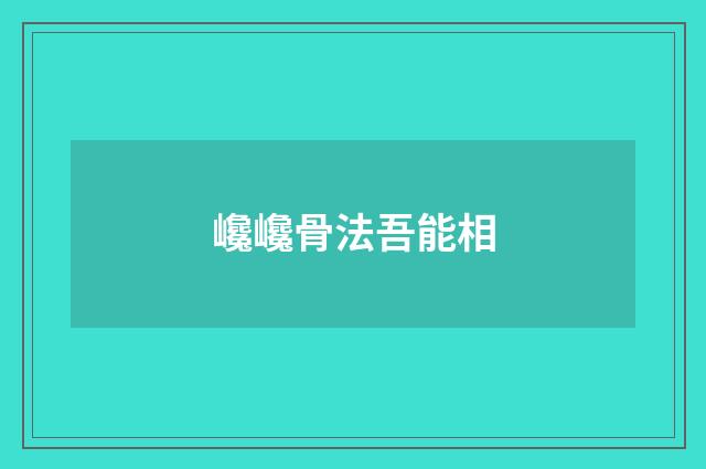 巉巉骨法吾能相