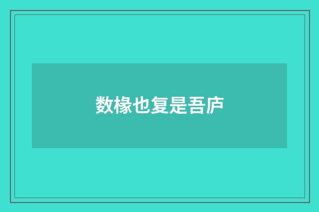 数椽也复是吾庐