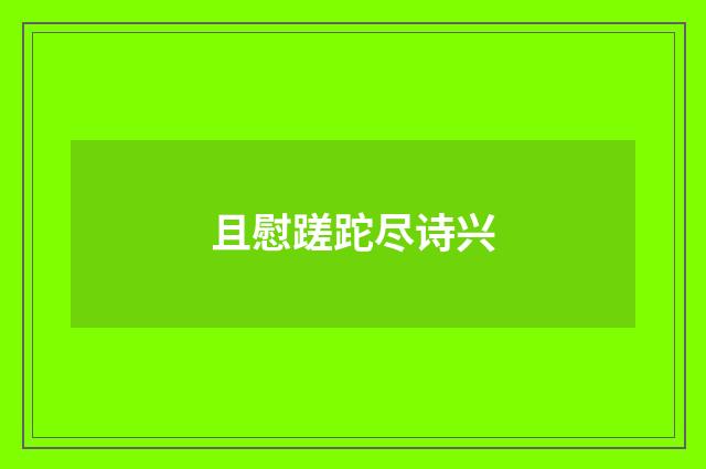 且慰蹉跎尽诗兴