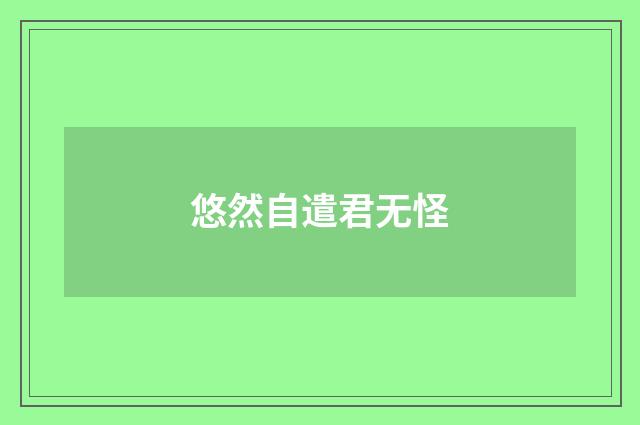 悠然自遣君无怪