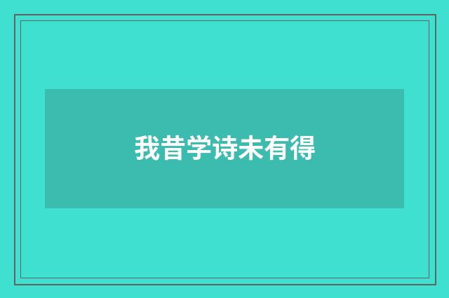 我昔学诗未有得