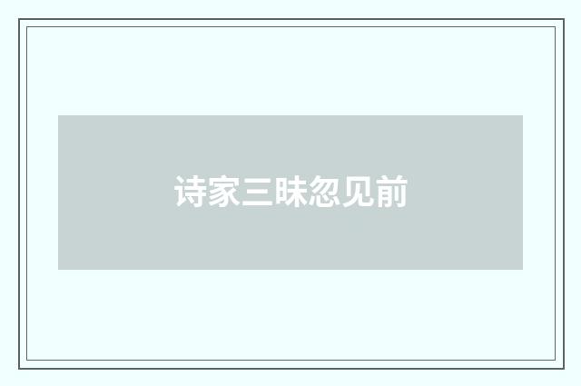 诗家三昧忽见前