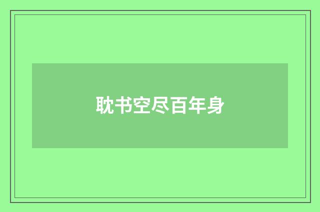 耽书空尽百年身