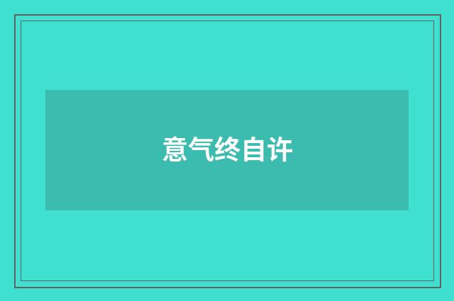 意气终自许